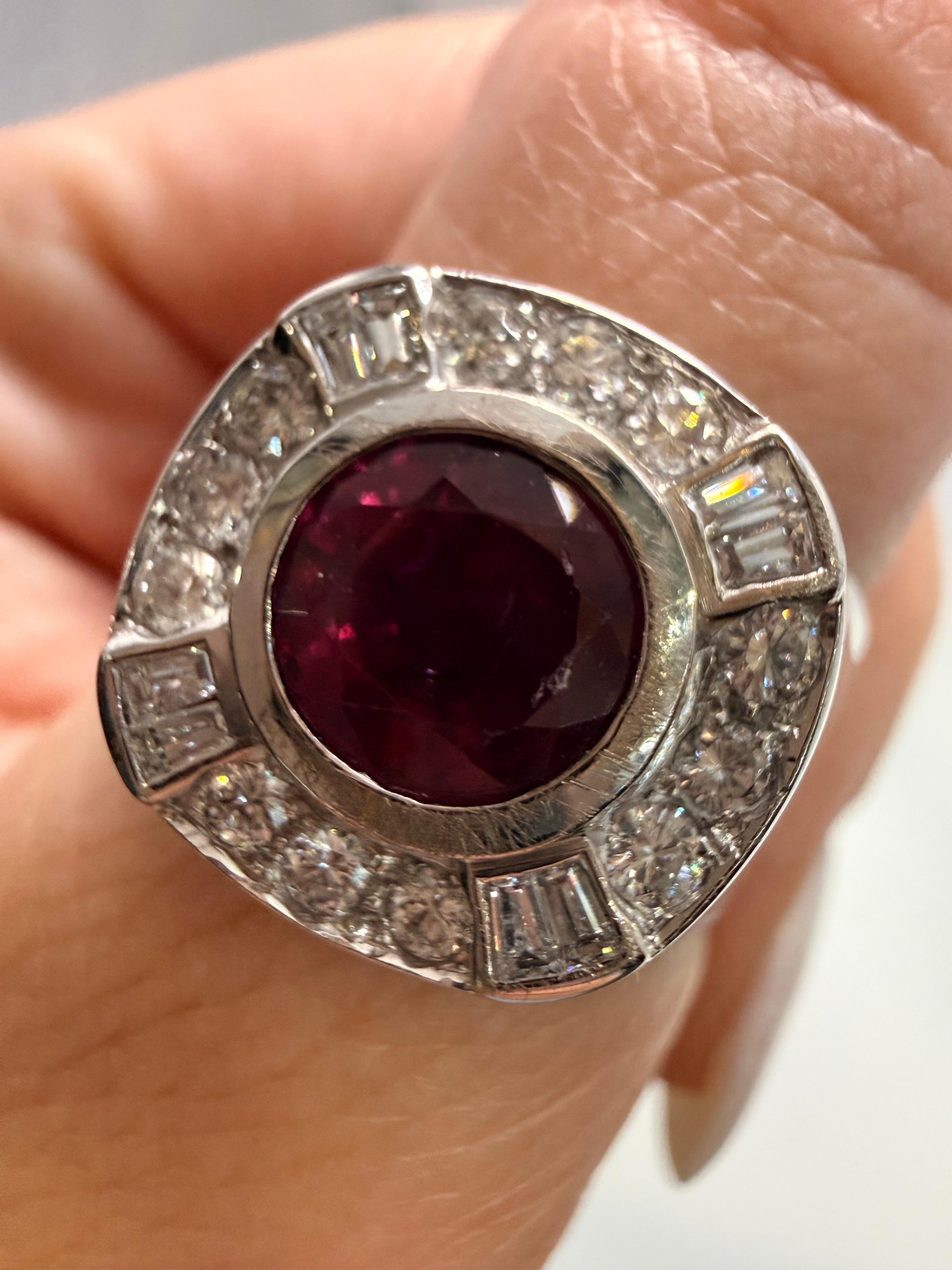 Anello con diamante e rubino da 2,20 carati Anello cocktail unisex in oro 18Kt in vendita 4