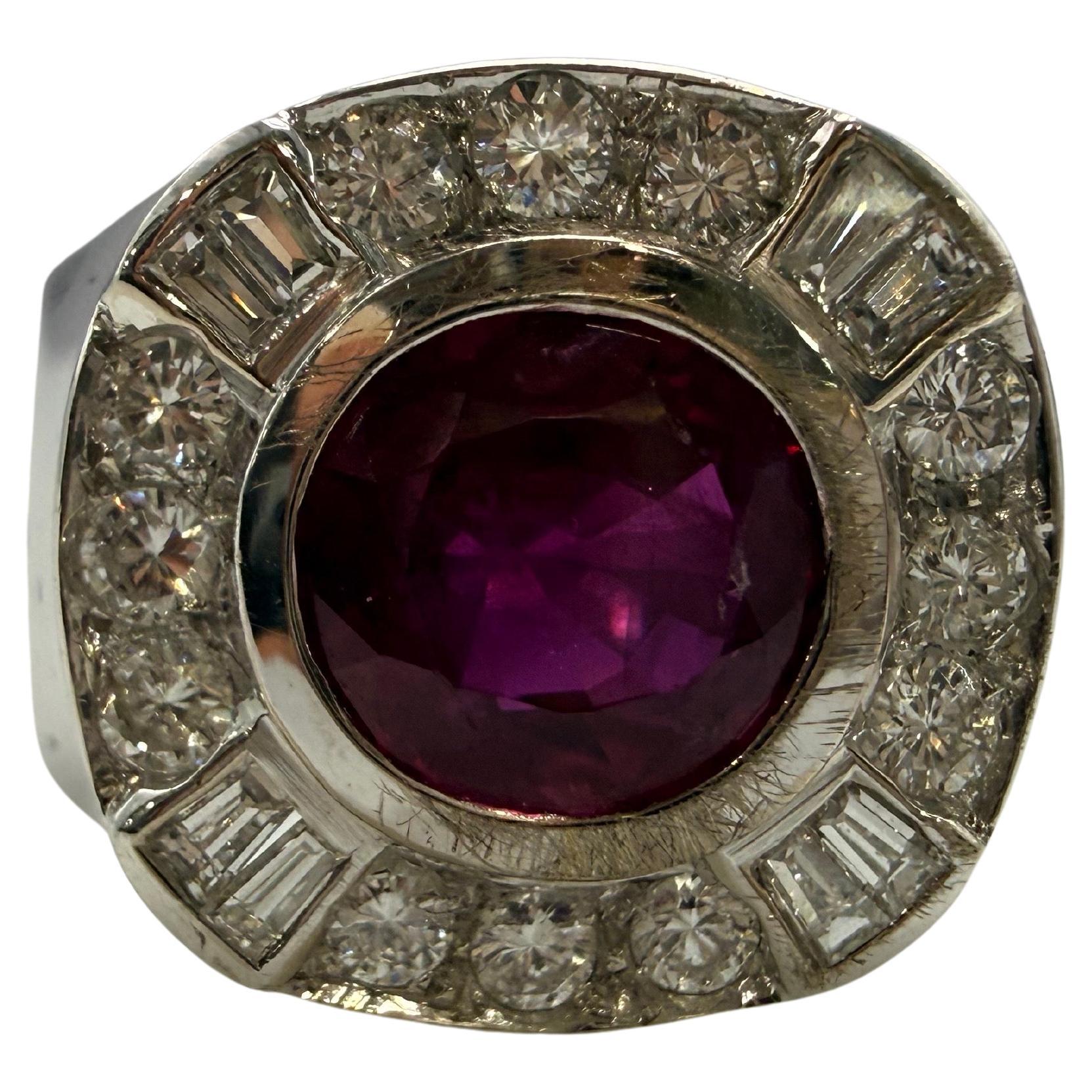 Anello con diamante e rubino da 2,20 carati Anello cocktail unisex in oro 18Kt in vendita