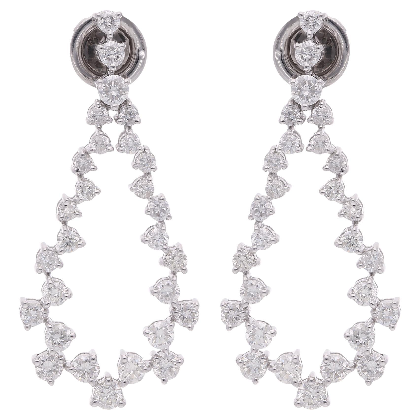 Orecchini a goccia con diamante naturale da 2,20 carati SI/H Regalo in oro bianco 18k Gioielli