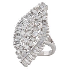 2.20ctw Diamond Cluster Cocktail Ring 14k White Gold Size 6.25