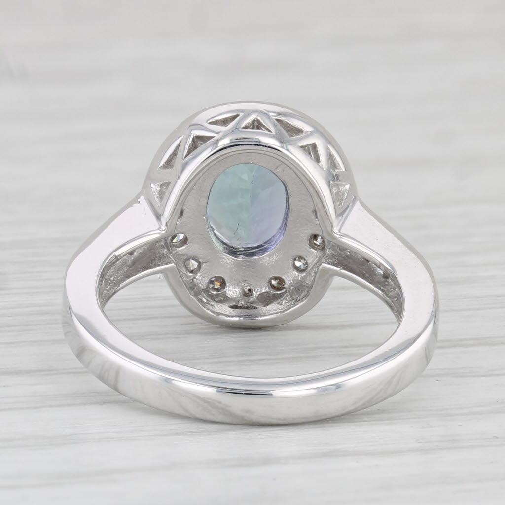 Taille ovale 2.20ctw Oval Tanzanite Diamond Halo Ring 14k White Gold Engagement Size 4.75 HKD en vente