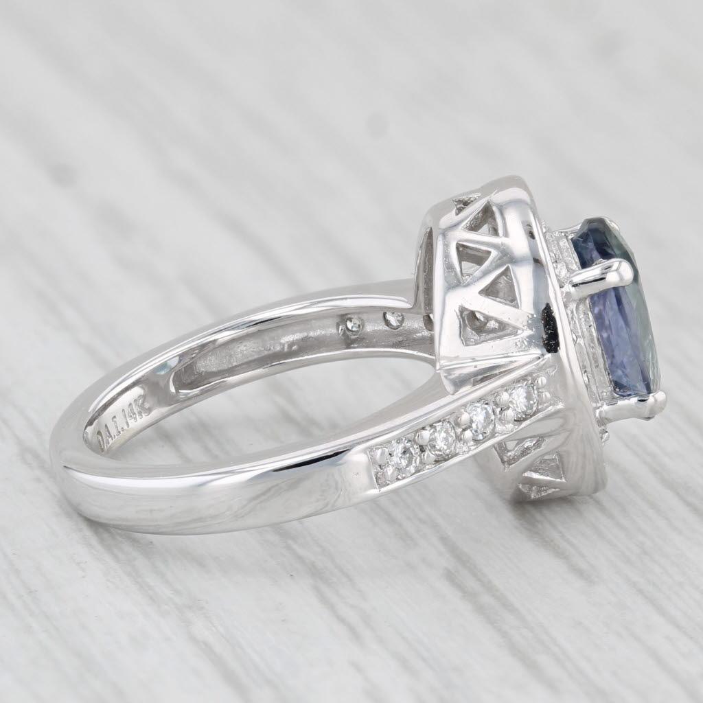 2.20ctw Oval Tanzanite Diamond Halo Ring 14k White Gold Engagement Size 4.75 HKD Unisexe en vente