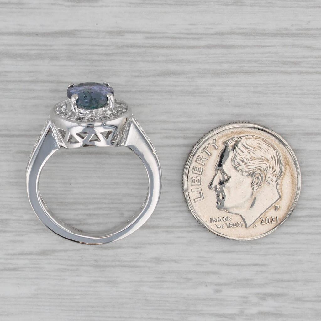 2.20ctw Oval Tanzanite Diamond Halo Ring 14k White Gold Engagement Size 4.75 HKD en vente 2