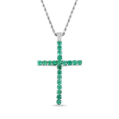2.20tcw Men's Gold Emerald Religious Cross Pendant 14K Natural Emerald Cross
