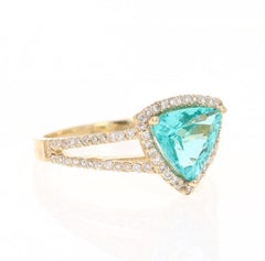 2.21 Carat Apatite Diamond 14 Karat Yellow Gold Cocktail Ring
