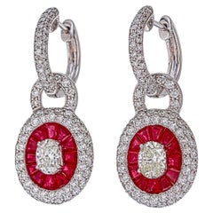 2.21 Carat Burma Ruby No Heat And Diamond earrings In 18 Karat White Gold