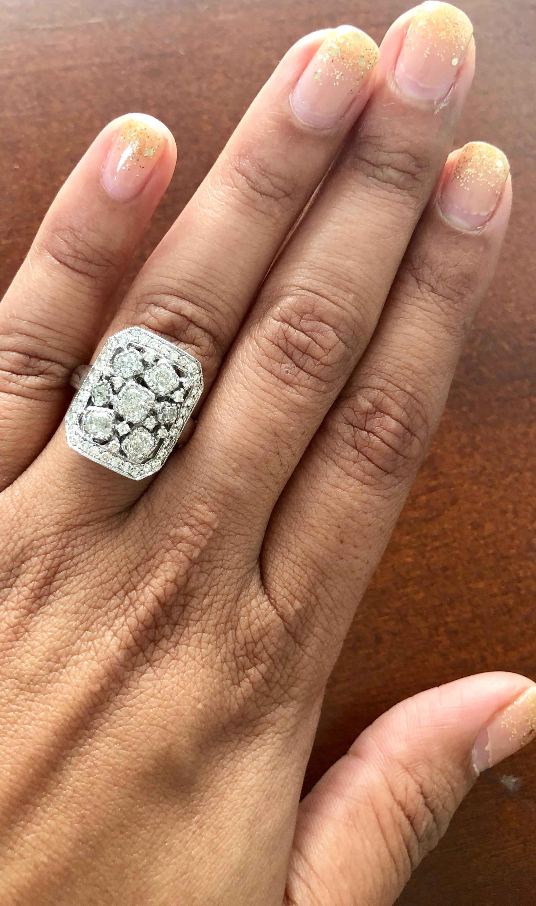 2.21 Carat Diamond Cocktail Ring 18 Karat White Gold In New Condition In Los Angeles, CA