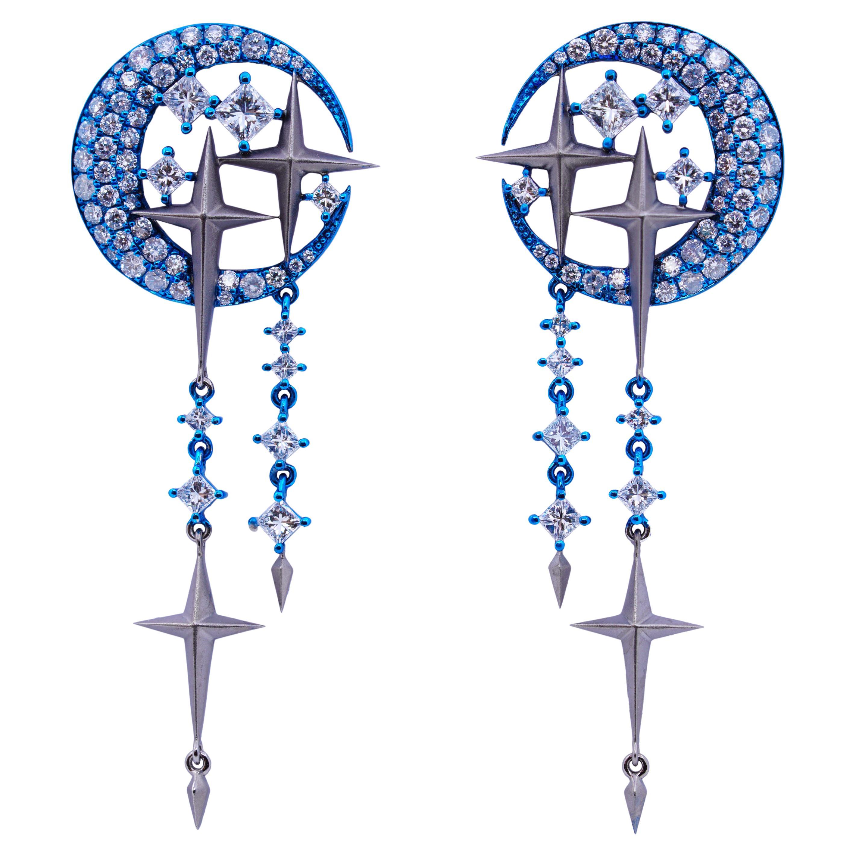 2.21 carat Diamond Earrings, 18K White Gold, Austy Lee