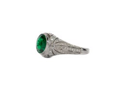 2.21 Carat Emerald and 1 Carat Diamond Ring, 18 Karat White Gold