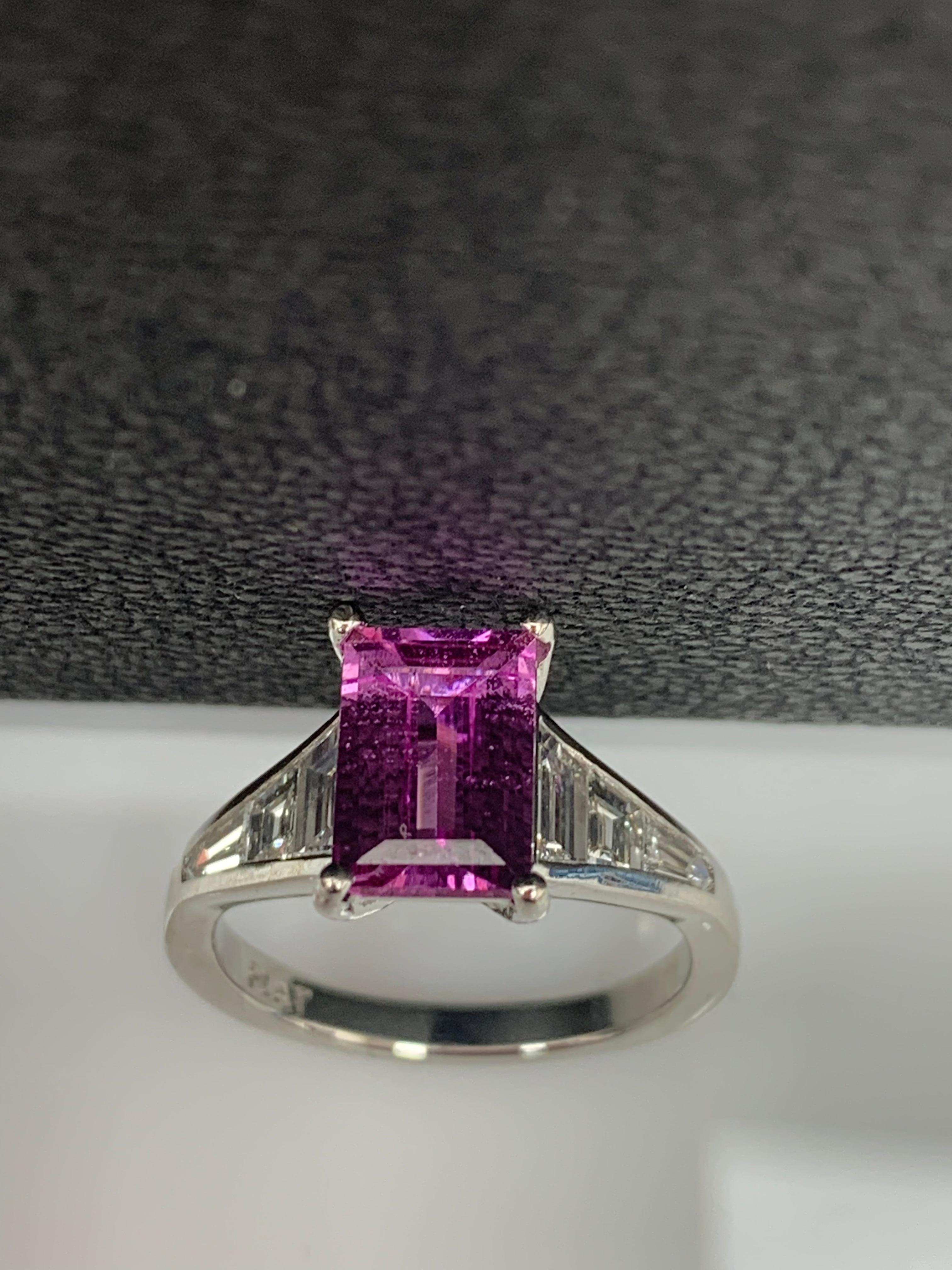 emerald cut pink diamond engagement ring