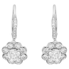 Pendientes colgantes de diamantes en forma de abrazo Flor de 2,21 quilates y tamaños variados