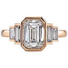 2.21 Carat Emerald Cut Diamond Set in a Handcrafted 18 Karat Rose Gold Ring