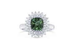 2.21 Carat Green Tourmaline and Diamond Ring 14 Karat White Gold