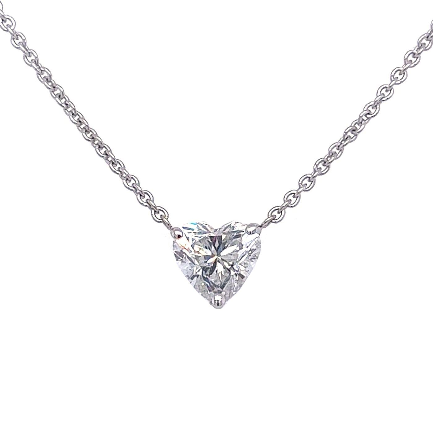 2.21ct IGL Heart Shape Diamond Solitaire Pendant Necklace D Color VS2 Clarity In Good Condition In Aventura, FL