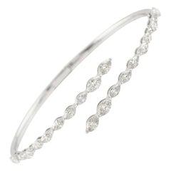 2,21 Karat Diamant im Marquiseschliff Offene Manschette Bypass-Armband 18 Karat Weißgold