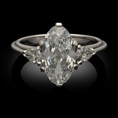 2.21 Carat Marquise Statement Brilliant White 14K  Modern Nobility Diamond ring