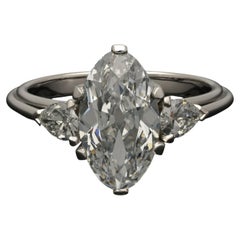 2.21 Carat Marquise Statement Brilliant White 14K  Modern Nobility Diamond ring