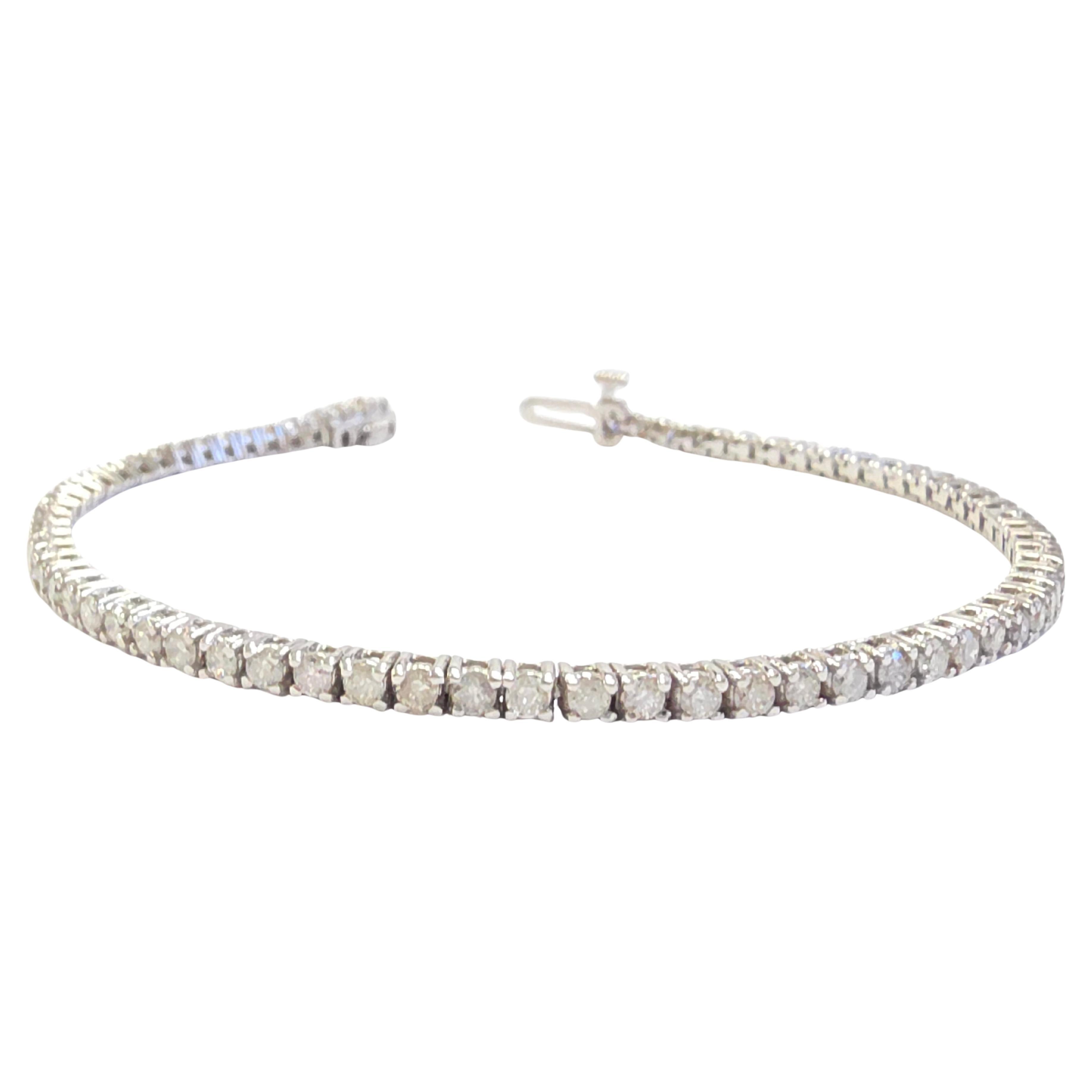 Pulsera de tenis con diamantes naturales de 2,21 quilates y oro blanco de 14 quilates