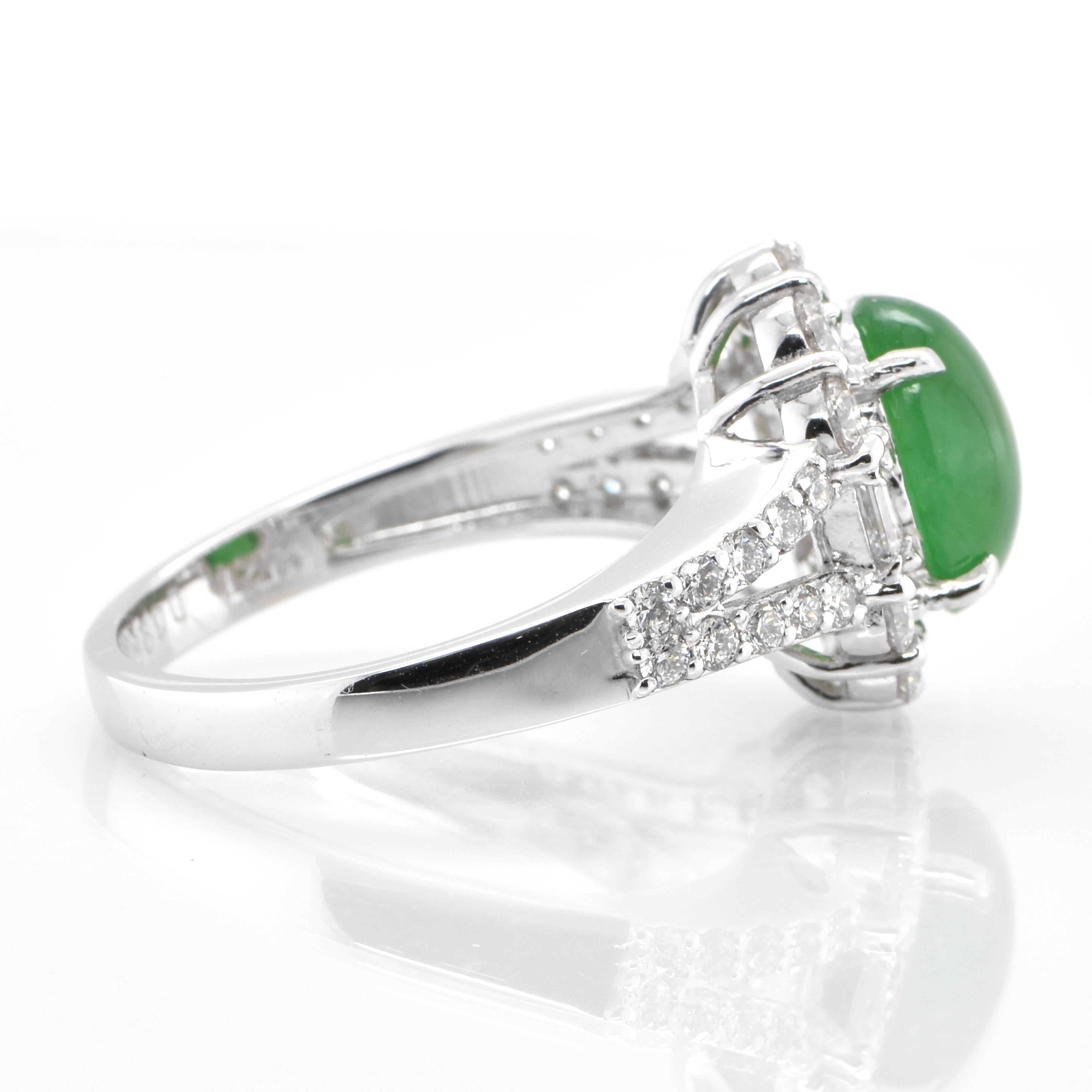 2.21 Carat Natural Jadeite and Diamond Ring Set in Platinum In New Condition For Sale In Tokyo, JP