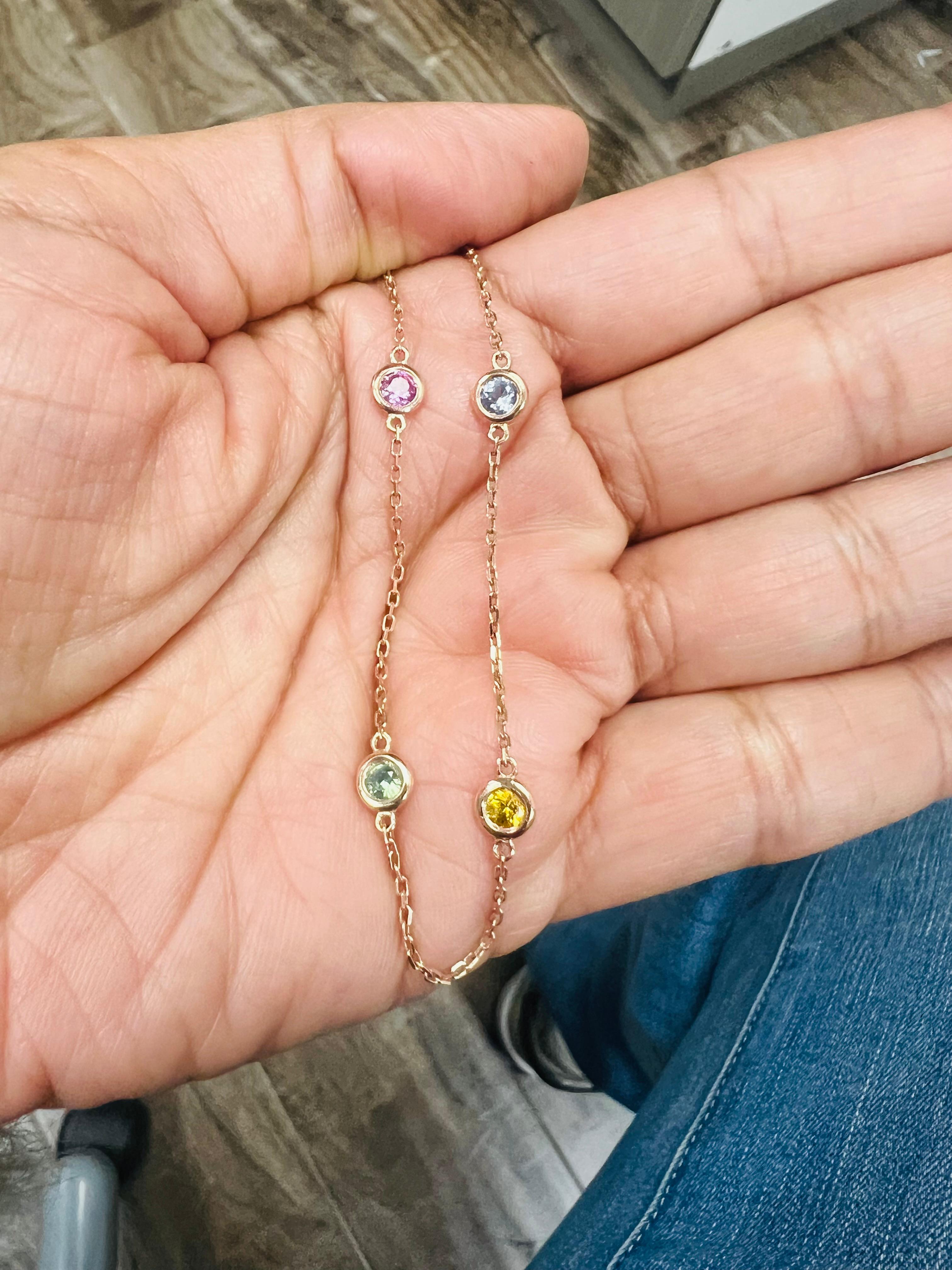 2,21 carati di zaffiro arcobaleno multicolore Nature per collana a catena in oro rosa in vendita 1