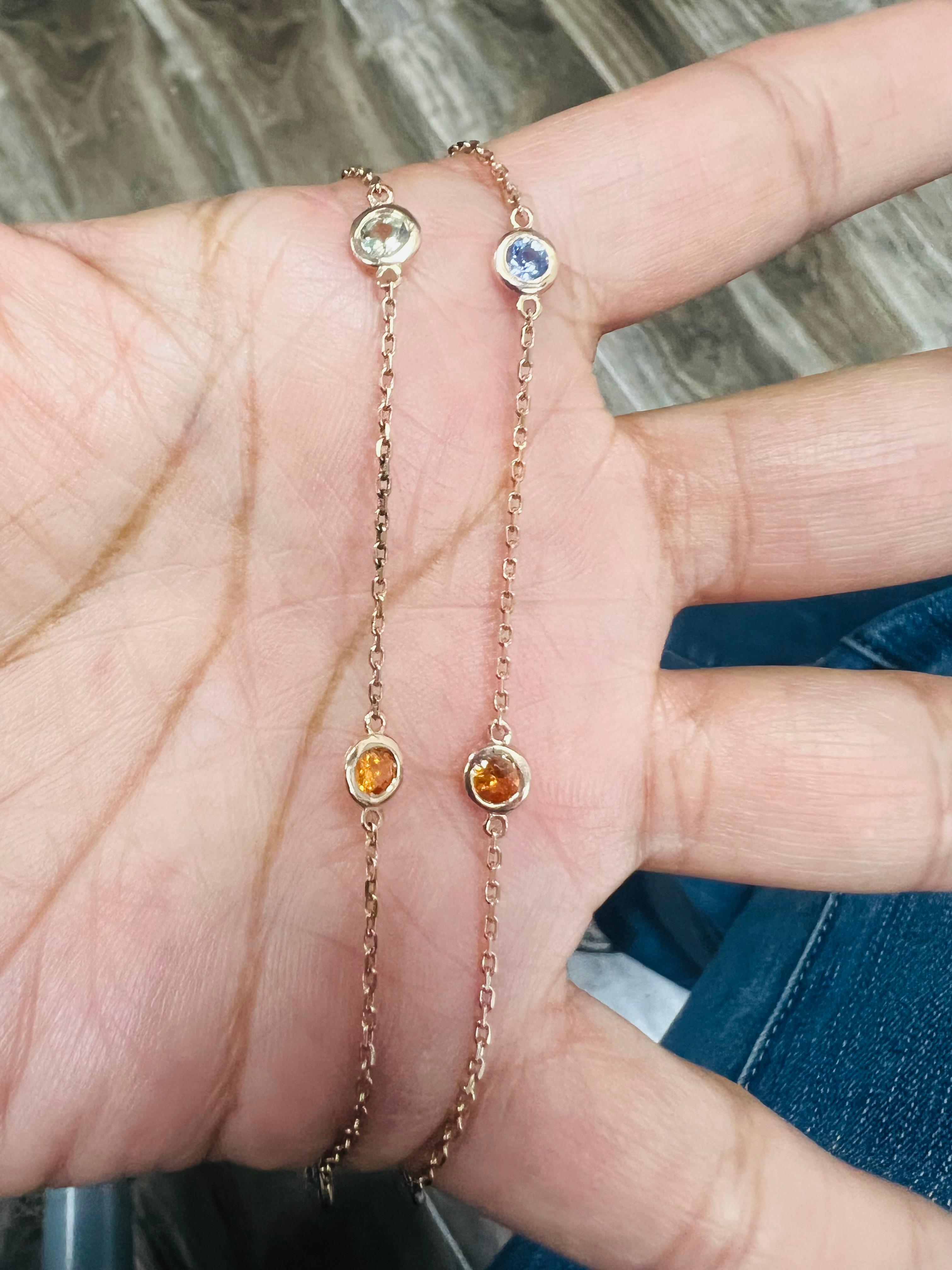 2,21 carati di zaffiro arcobaleno multicolore Nature per collana a catena in oro rosa in vendita 3