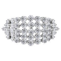Bague cocktail à grappes de diamants ronds naturels de 2,21 carats, en or blanc 18 carats