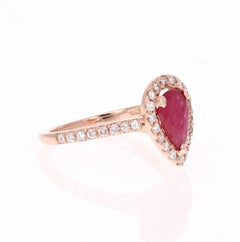 2,21-Karat-Verlobungsring aus 14-Karat-Roségold mit einem natürlichen Rubin und einem Diamanten