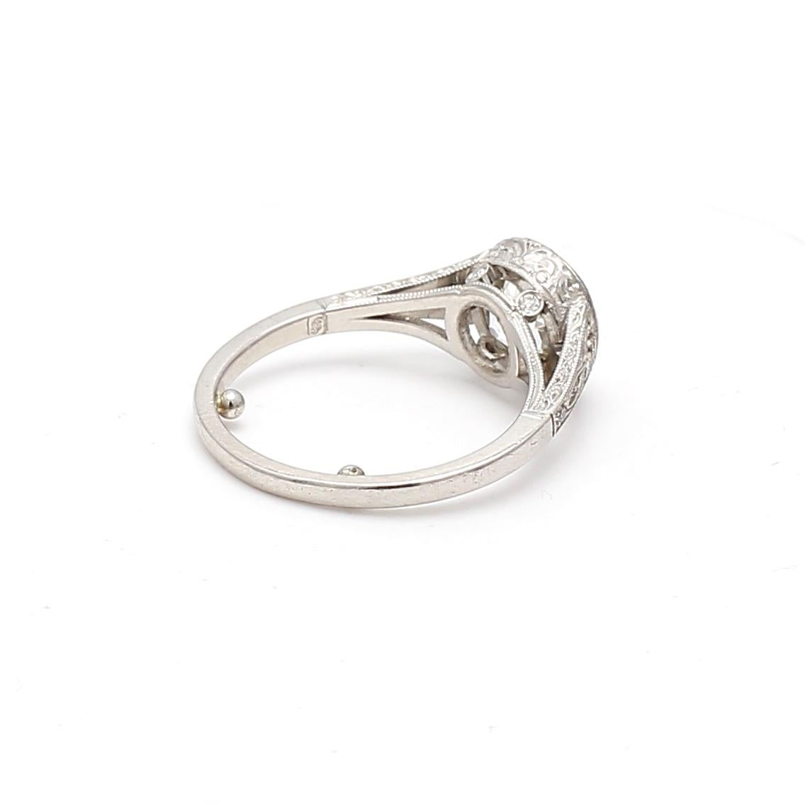 Bague de fiançailles en platine avec diamant taille européenne ancienne de 2,21 carats I VS1 Pour femmes en vente