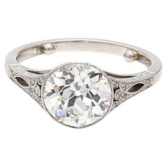 Verlobungsring aus Platin mit 2,21 Karat Diamant im alteuropäischen Schliff I VS1