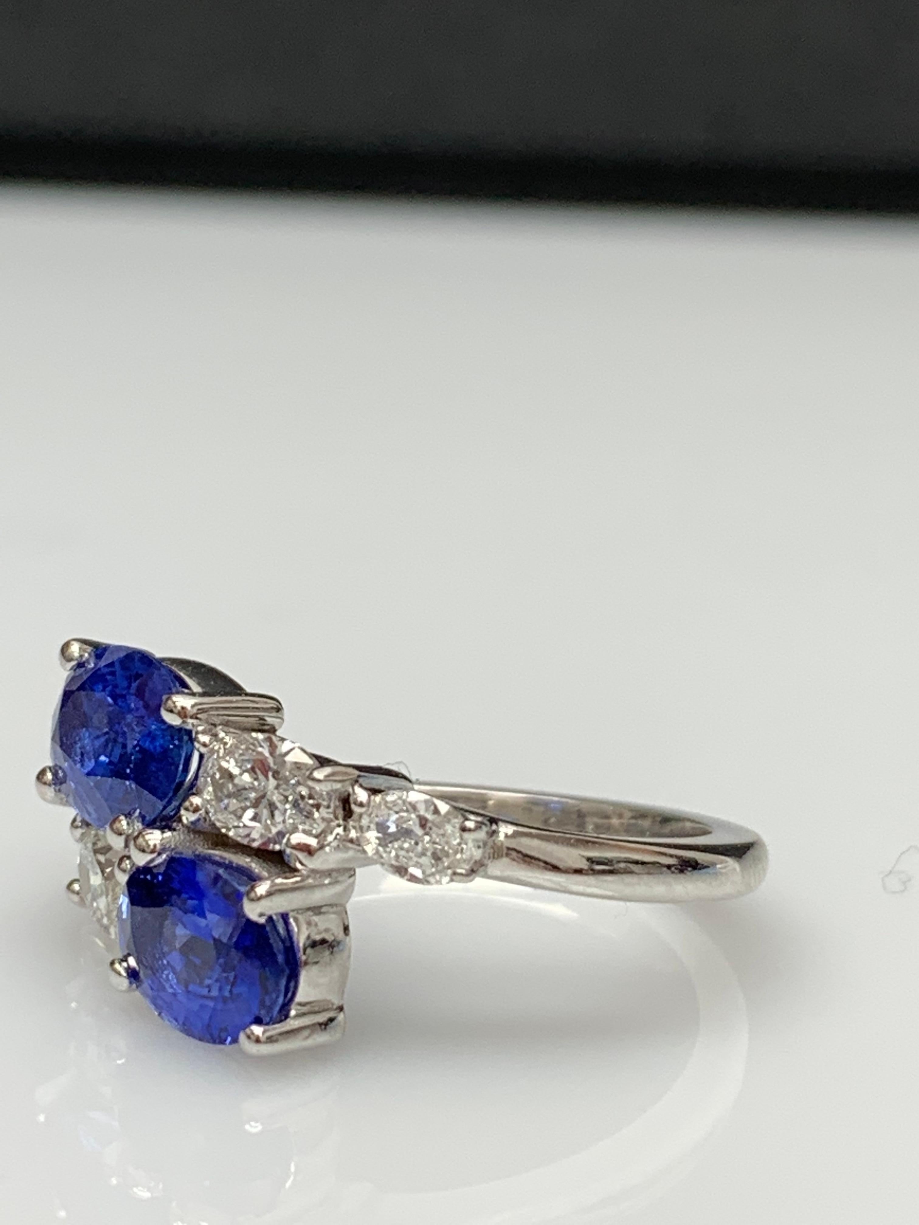 2,21 Karat Ovalschliff Saphir Diamant Toi et Moi Verlobungsring aus 14K Weißgold im Angebot 10
