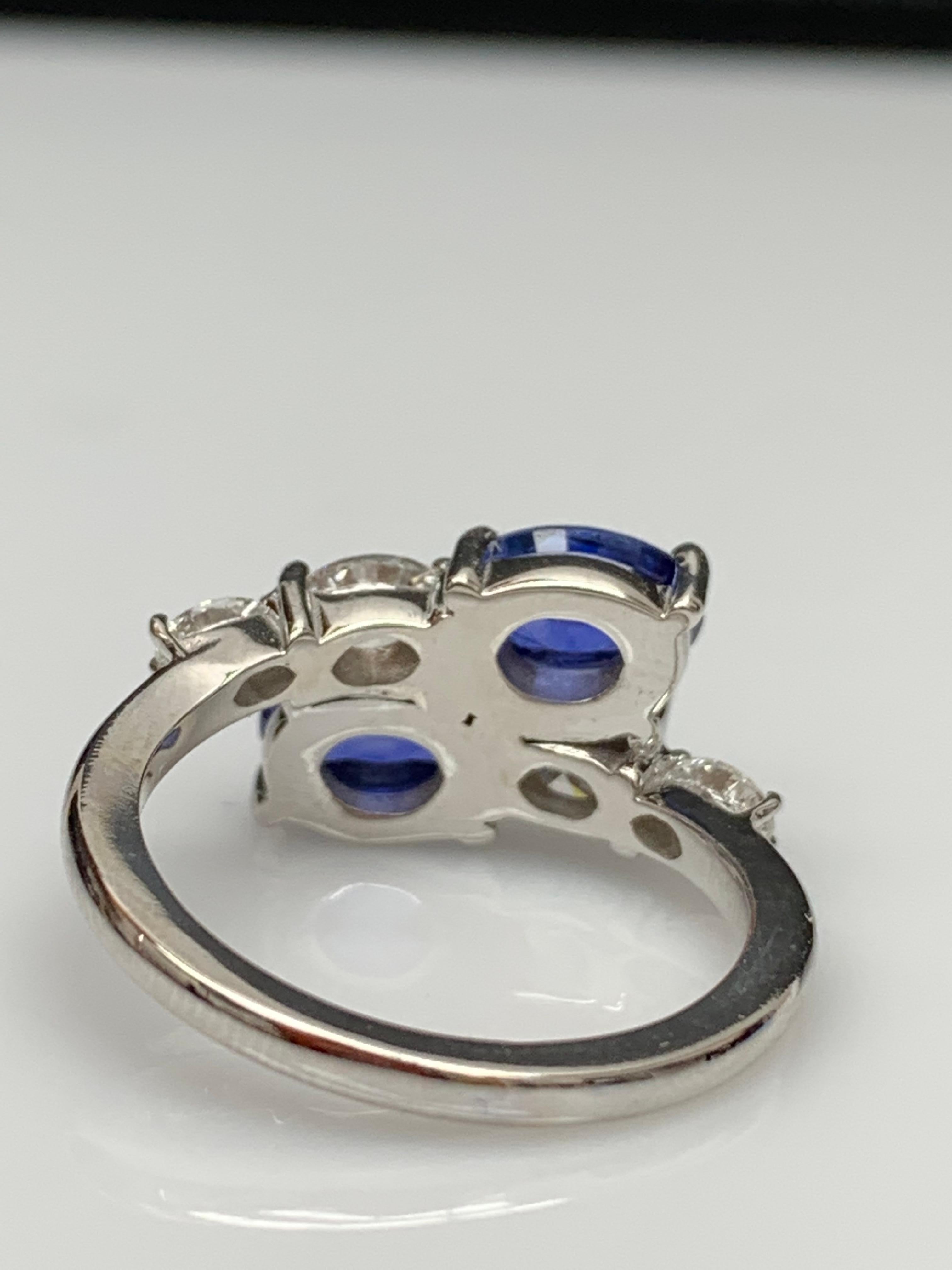 2,21 Karat Ovalschliff Saphir Diamant Toi et Moi Verlobungsring aus 14K Weißgold im Angebot 11
