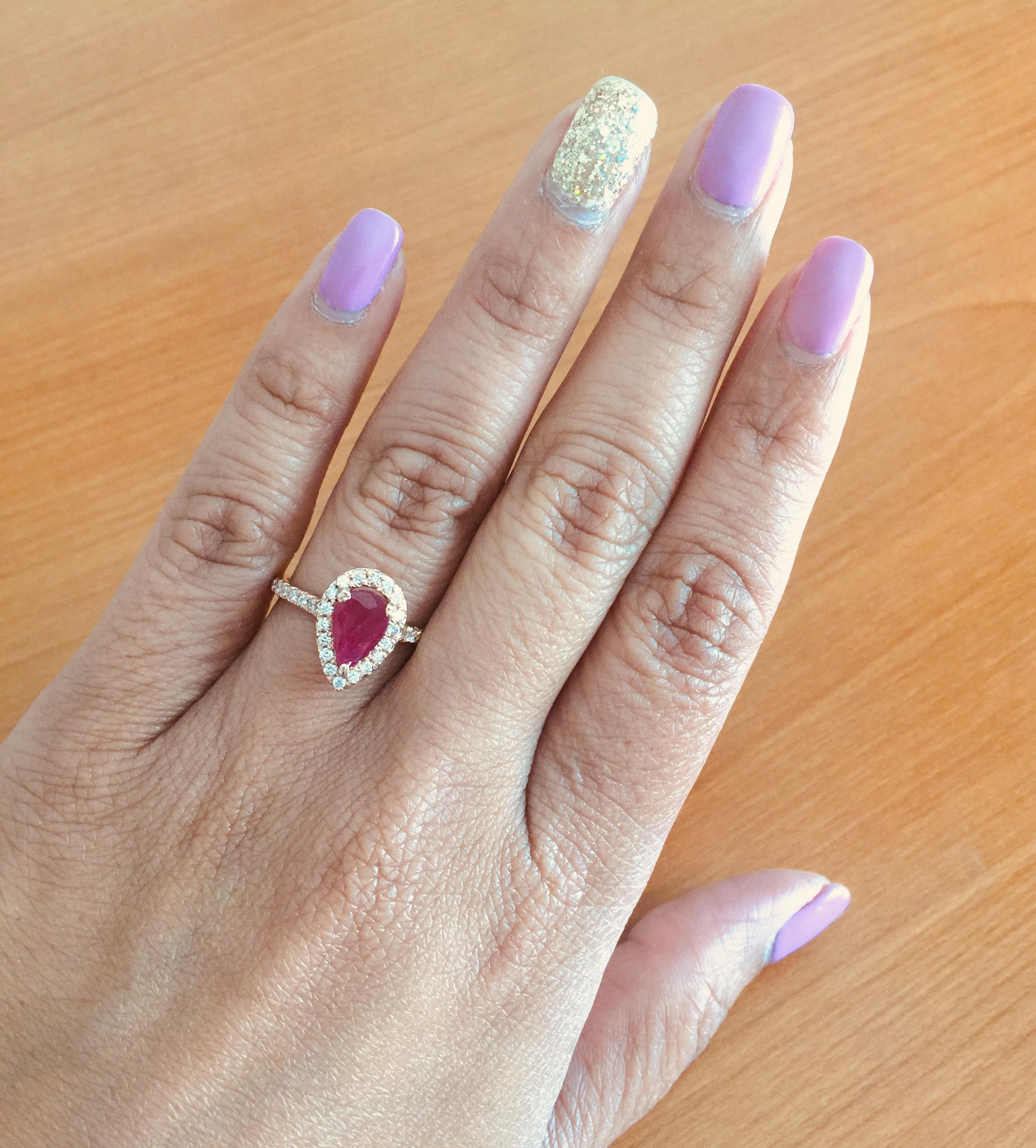 2.21 Carat Ruby Diamond 14 Karat Rose Gold Engagement Ring In New Condition For Sale In Los Angeles, CA
