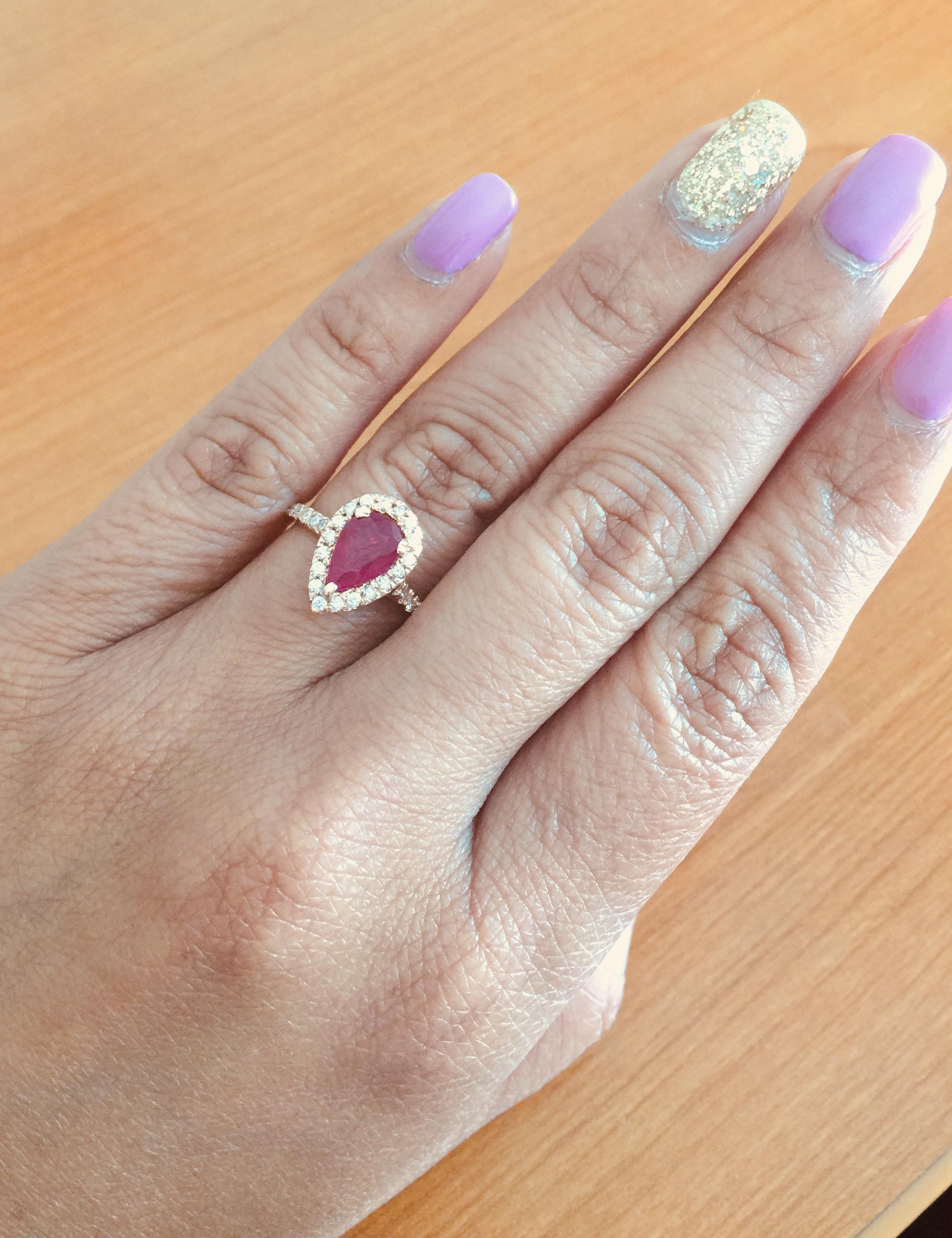 Women's 2.21 Carat Ruby Diamond 14 Karat Rose Gold Engagement Ring For Sale