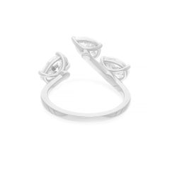 2.21 Carat SI/H Pear Oval Brilliant Cut Diamond Cuff Ring 14 Karat White Gold