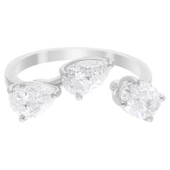 2,21 carati SI/H Pear Oval Brilliante Cut Diamond Ring Oro bianco 14 carati