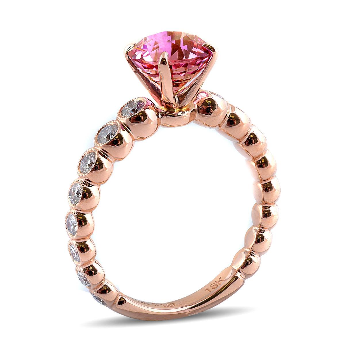 Rose Cut 2.21 Carats Natural Unheated Pink Sapphire Diamonds set in 18K Rose Gold Ring  For Sale