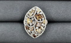 Anillo de Diamantes Marrones, Amarillos y Rosas Naturales de 2,21 ct