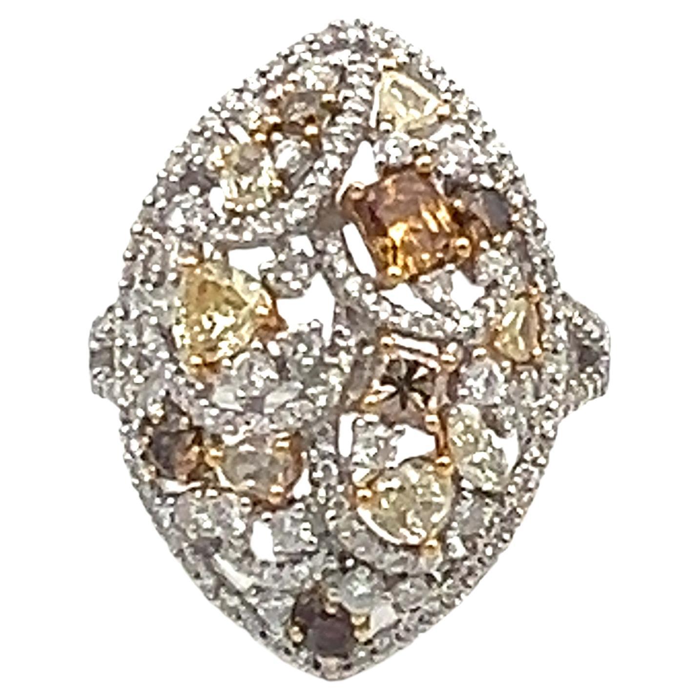 2.21 ct Natural Brown, Yellow, Pink Diamond Ring For Sale