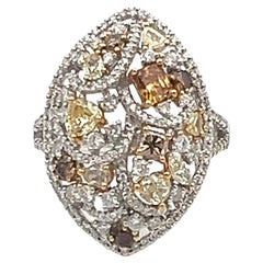 2.21 ct Natural Brown, Yellow, and Pink Diamond Ring