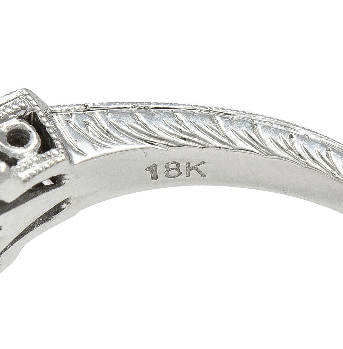 2,21 CTW Alter europäischer Diamant Smaragd 18 Karat Weißgold Verlobungsring GIA im Angebot 3