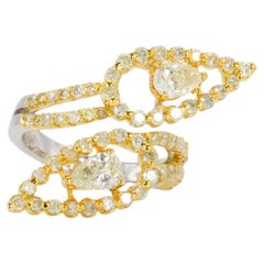 2.21 CTW Yellow Diamond Cocktail Ring in 18k Two-Tone Gold
