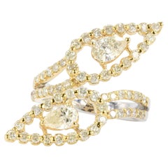 2.21 CTW Yellow Diamond Cocktail Ring in 18k Two-Tone Gold