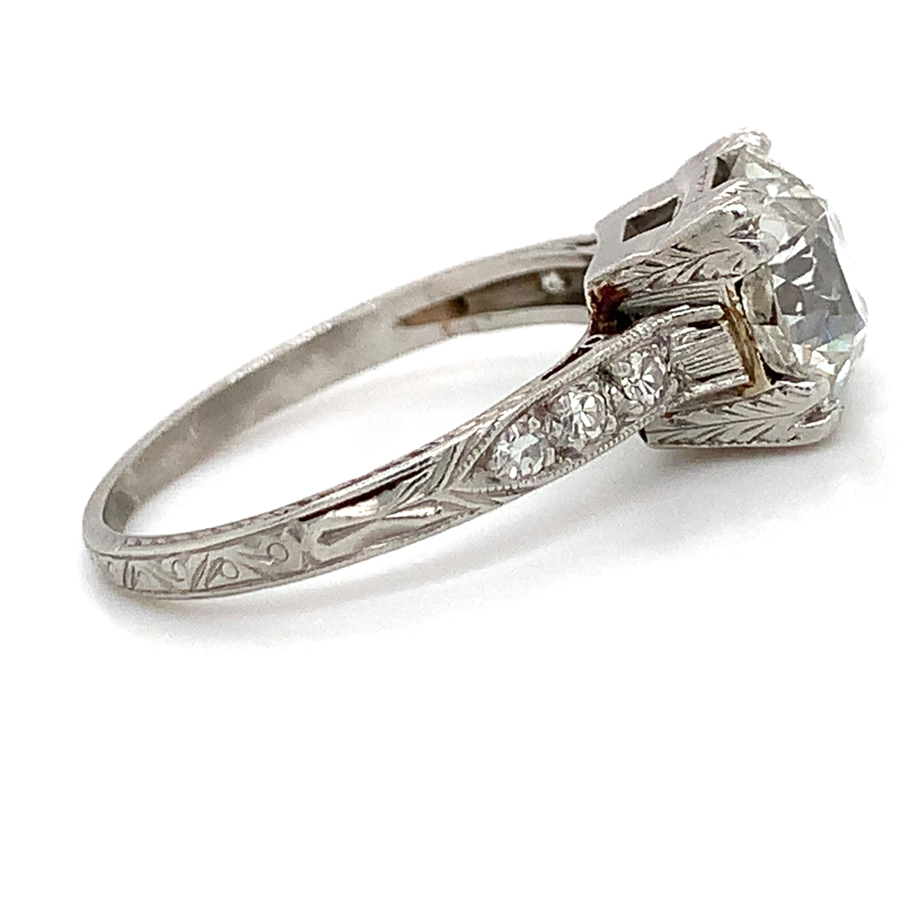 2.21 TCW Old European Diamond Engagement Ring Platinum H/VS2 Antique Round In Good Condition For Sale In Puyallup, WA