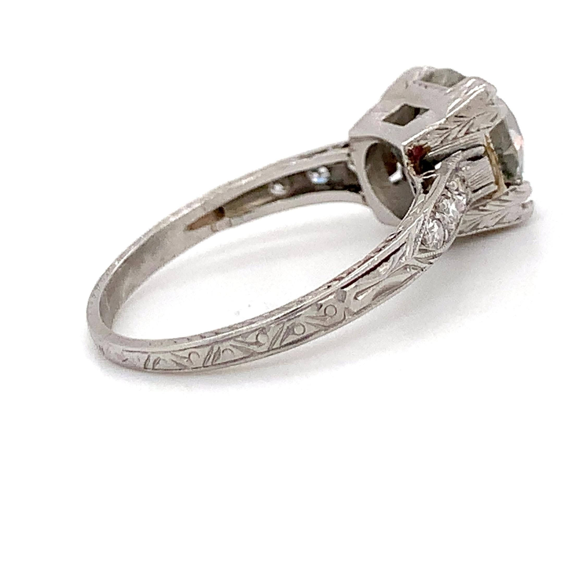 2.21 TCW Old European Diamond Engagement Ring Platinum H/VS2 Antique Round For Sale 1