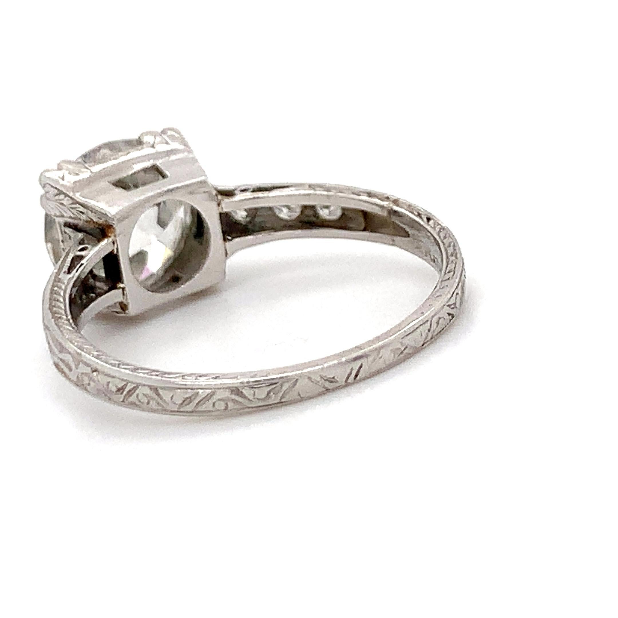 2.21 TCW Old European Diamond Engagement Ring Platinum H/VS2 Antique Round For Sale 2