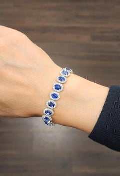 22.10 ct Natürlicher Saphir & Diamant Tennis-Armband