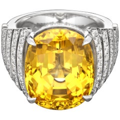 22.13 Carat Gem Yellow Ceylon Unheated Sapphire Ring by Hancocks