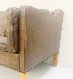 Divano a 3 posti in pelle e Oak '2213' di Børge Mogensen per Fredericia, Danimarca, 1