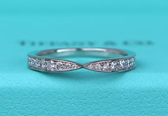 22137 Tiffany & Co Harmony Platinum Pave Diamond 1.8mm Wedding Band Ring Size 5