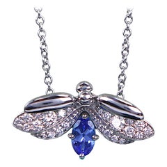 22148 Tiffany Co Platinum Pave Diamond Tanzanite Paper Flower Firefly Pendant 16